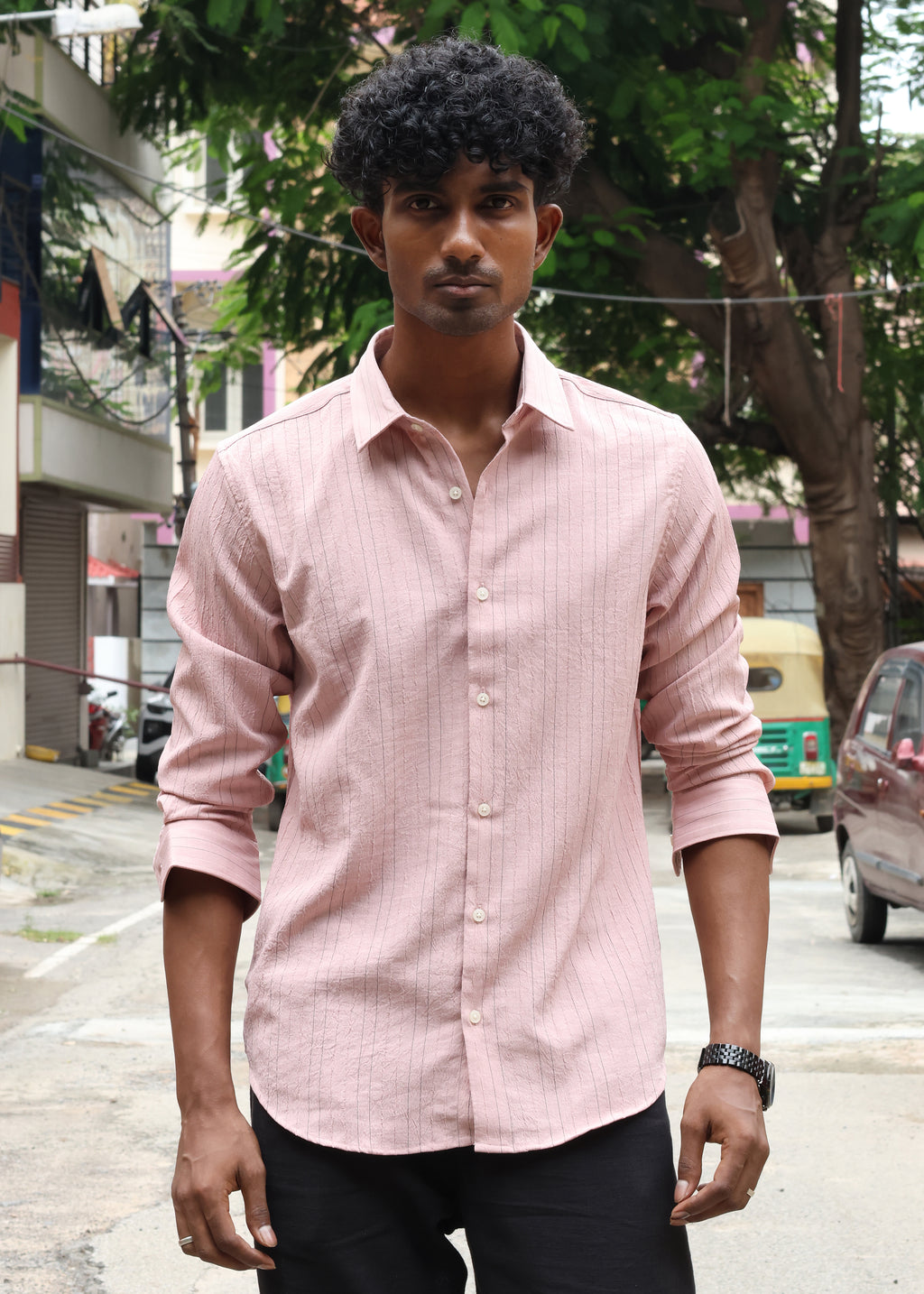 Men’s Classic Striped Casual Shirt - Pink - Snipes