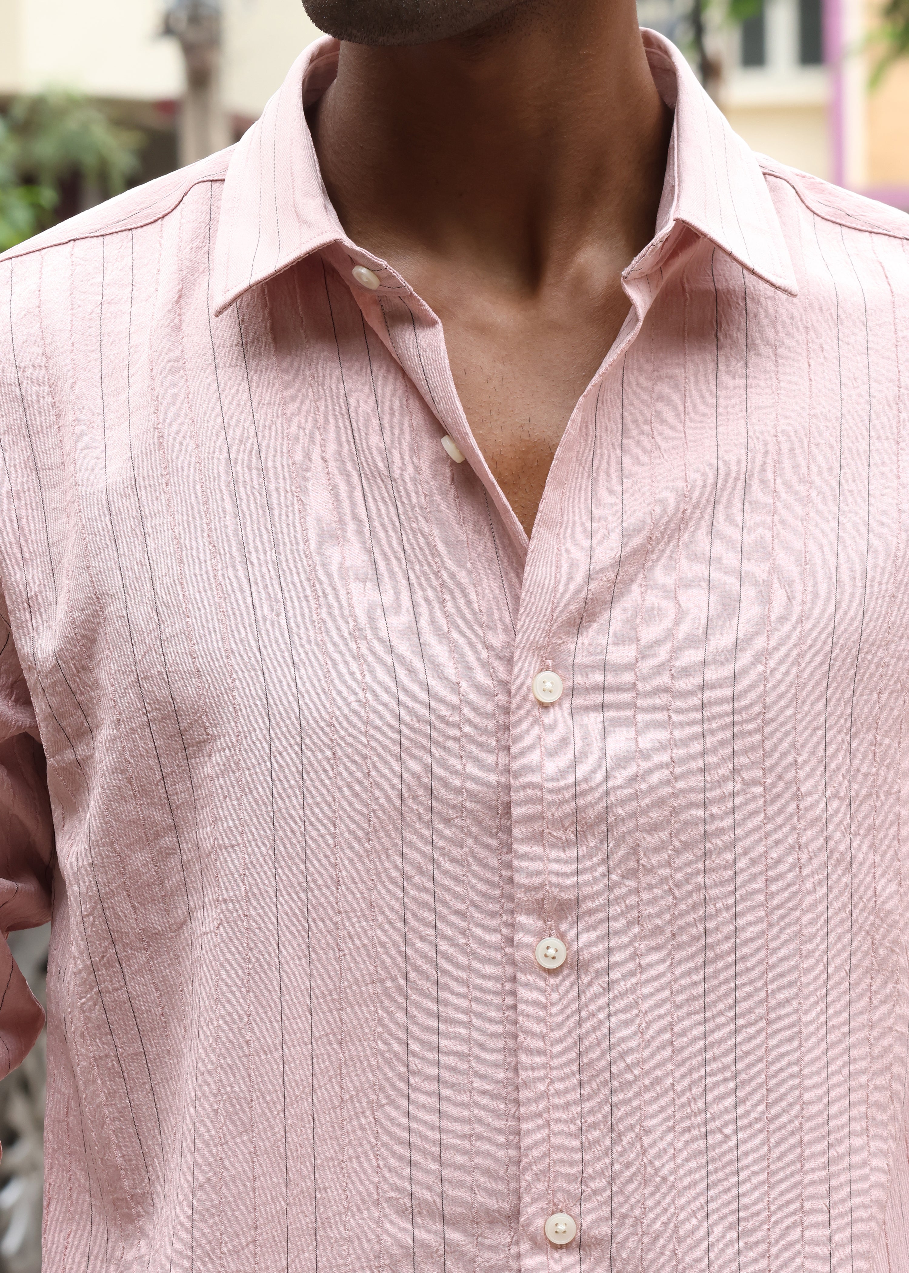 Men’s Classic Striped Casual Shirt - Pink Secondary image