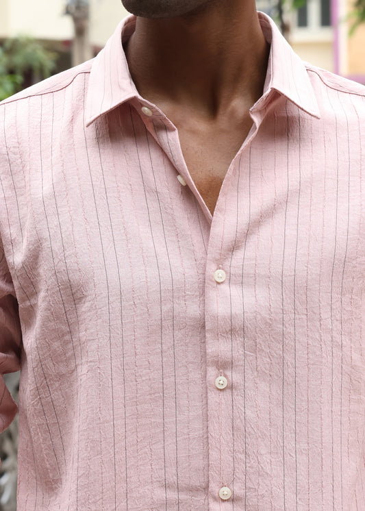 Men’s Classic Striped Casual Shirt - Pink
