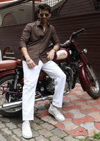 Self-Design Full-Sleeve Shirt - Brown - Snipes