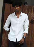 Men’s Classic Striped Casual Shirt - White - Snipes