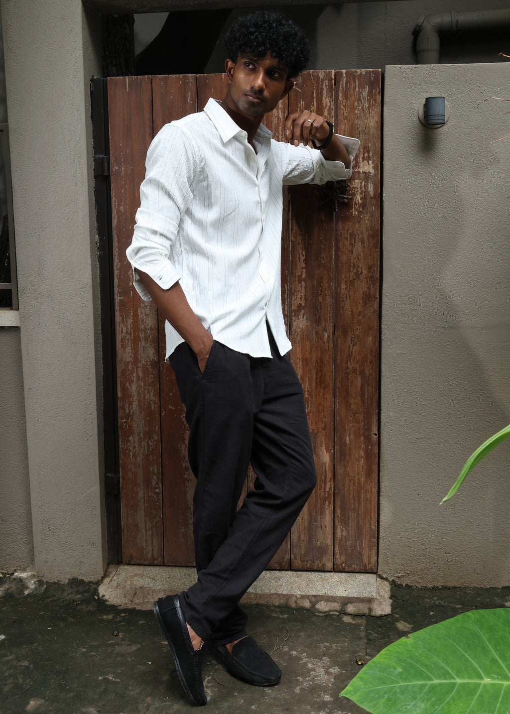 Men’s Classic Striped Casual Shirt - White - Snipes