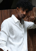 Men’s Classic Striped Casual Shirt - White - Snipes