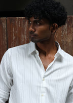 Men’s Classic Striped Casual Shirt - White - Snipes