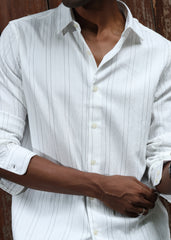 Men’s Classic Striped Casual Shirt - White