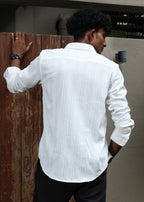 Men’s Classic Striped Casual Shirt - White - Snipes