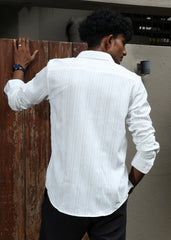 Men’s Classic Striped Casual Shirt - White