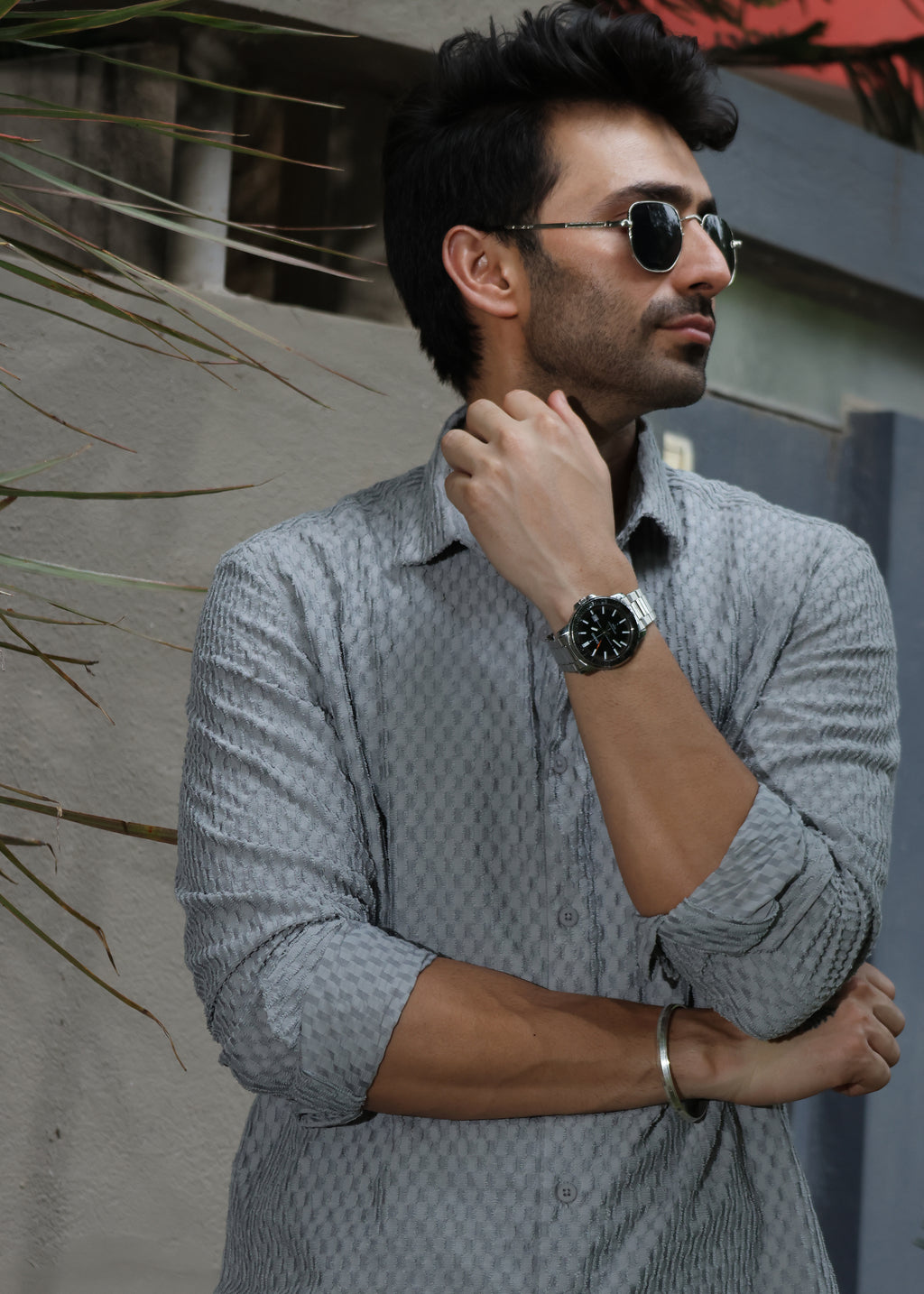 Self-Design Full-Sleeve Shirt - Grey - Snipes