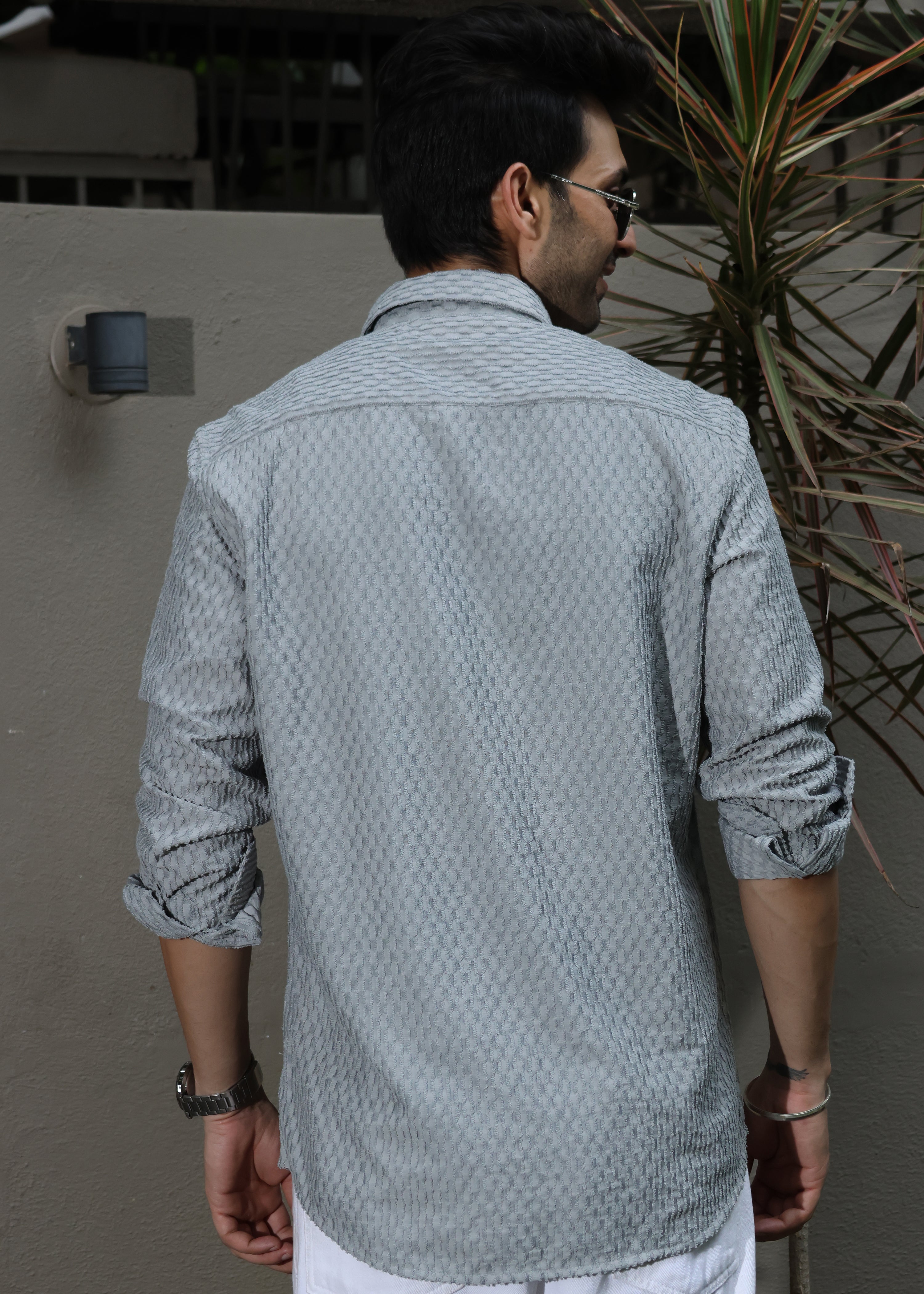 Self-Design Full-Sleeve Shirt - Grey - Snipes