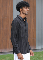 Men’s Classic Striped Casual Shirt - Black