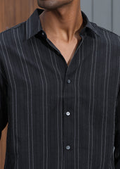 Men’s Classic Striped Casual Shirt - Black