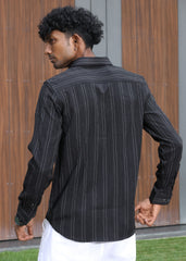Men’s Classic Striped Casual Shirt - Black