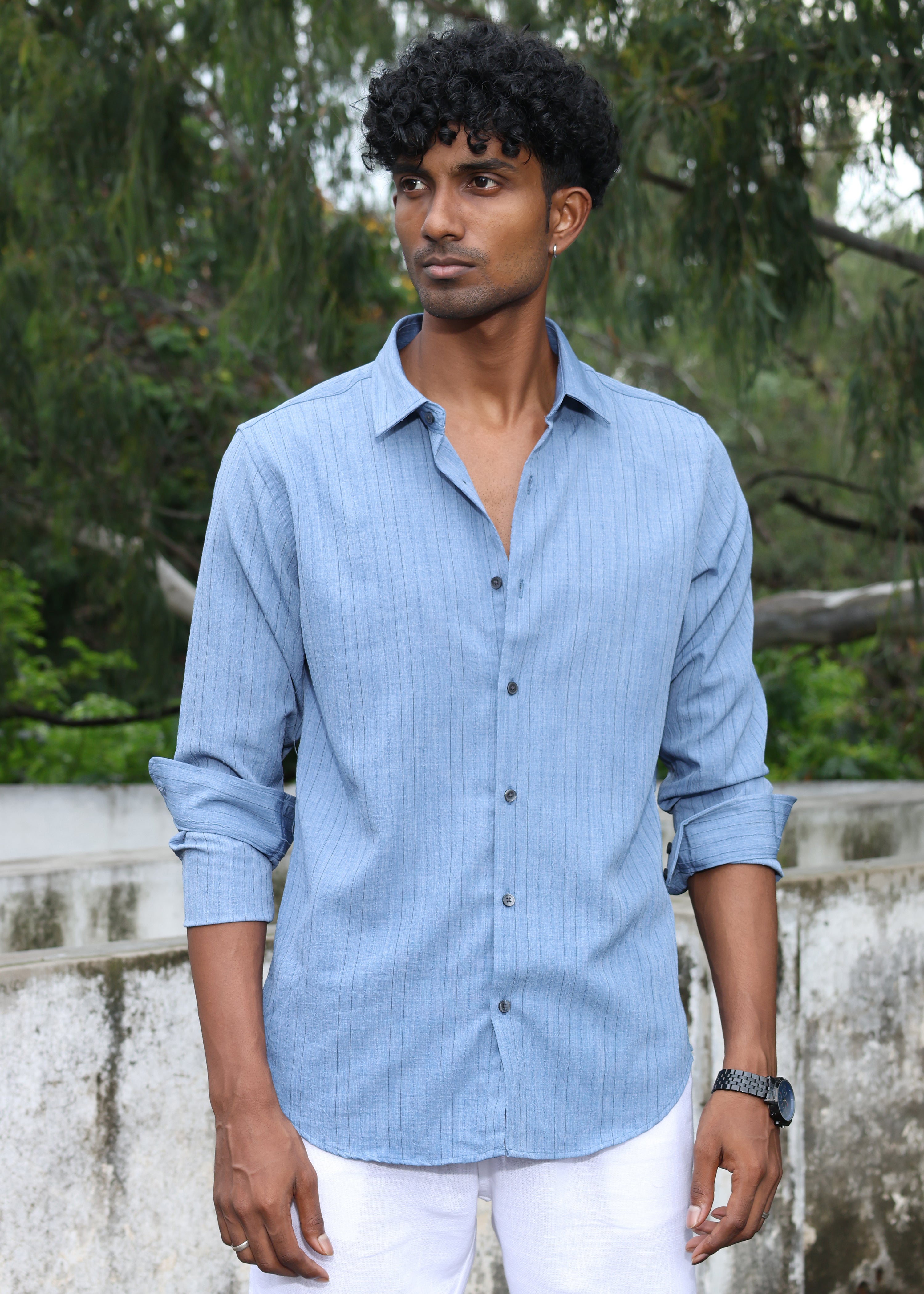 Men’s Classic Striped Casual Shirt - Blue - Snipes