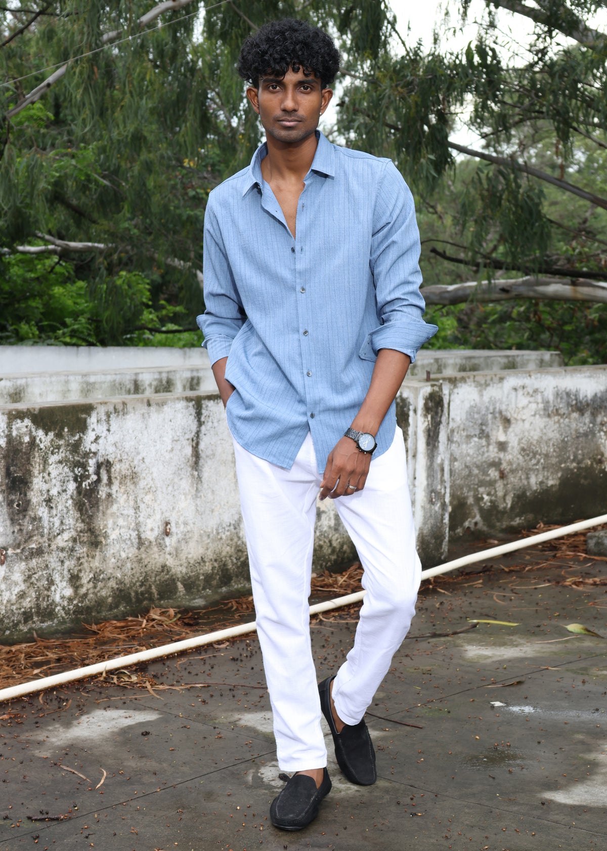 Men’s Classic Striped Casual Shirt - Blue