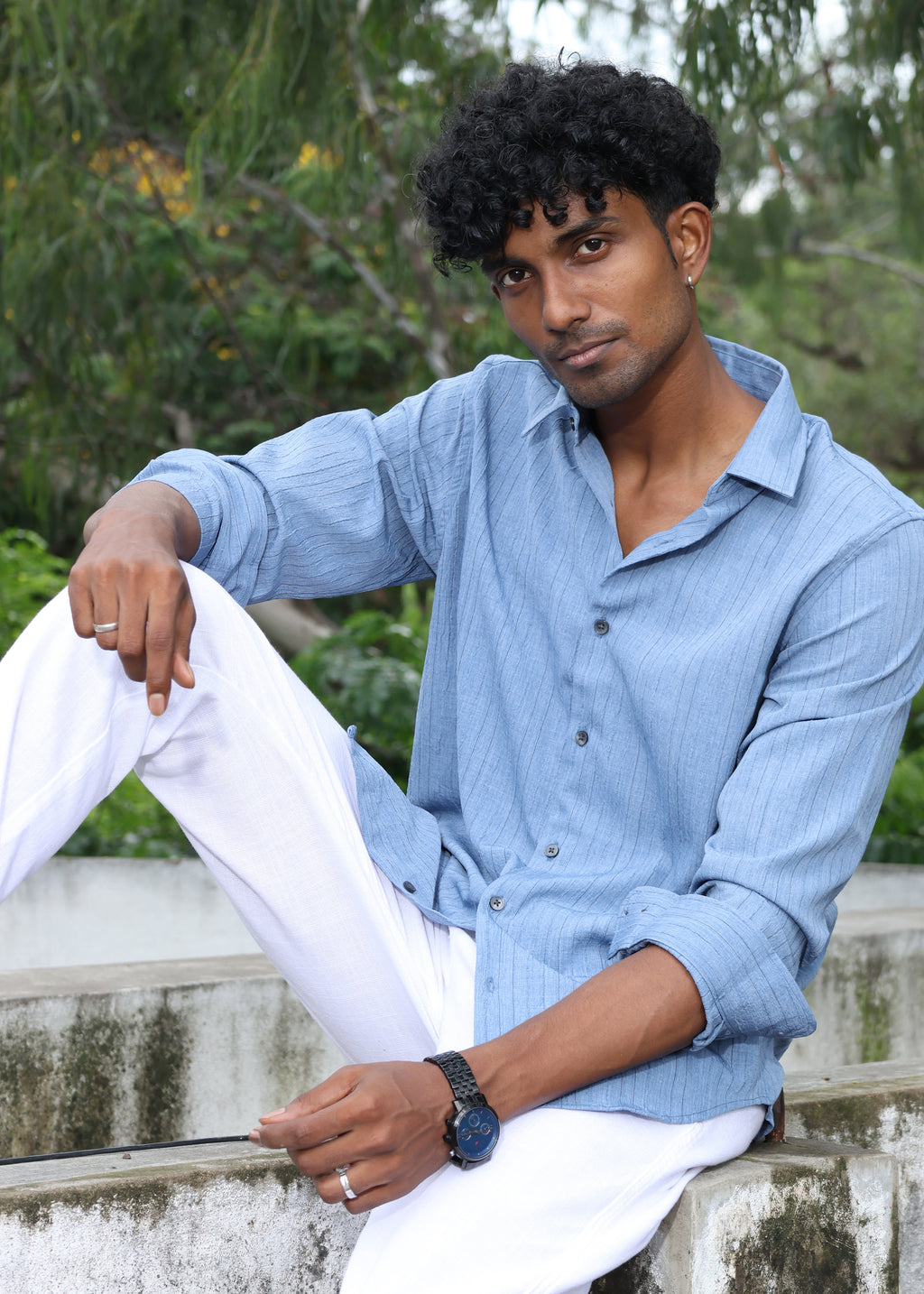 Men’s Classic Striped Casual Shirt - Blue - Snipes