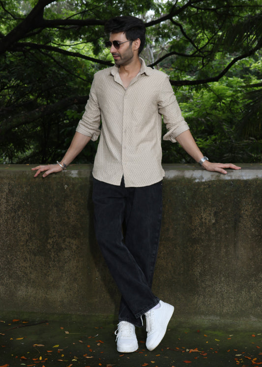 Self-Design Full-Sleeve Shirt - Sandal
