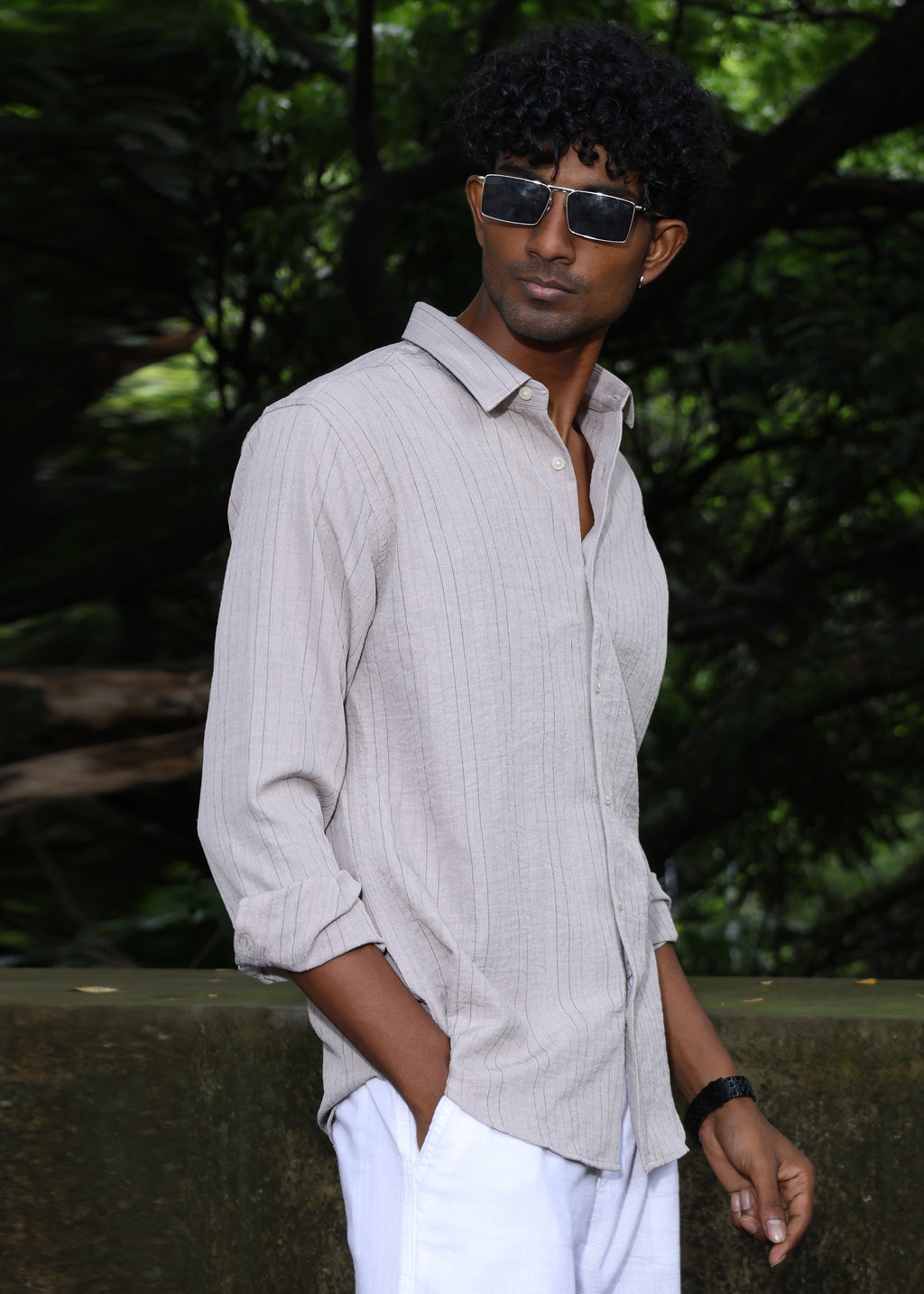 Men’s Classic Striped Casual Shirt - Grey - Snipes