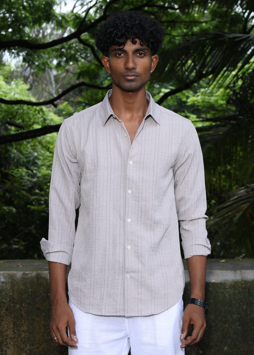 Men’s Classic Striped Casual Shirt - Grey - Snipes