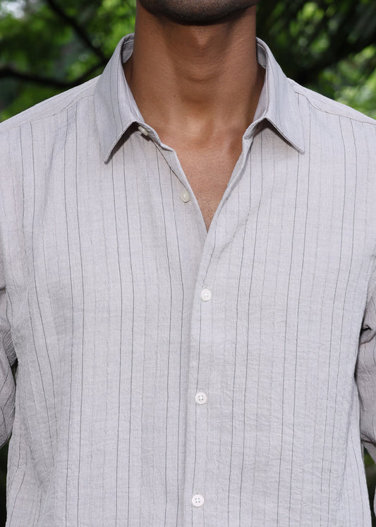 Men’s Classic Striped Casual Shirt - Grey
