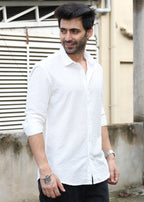 Self-Design Full-Sleeve Shirt - White - Snipes