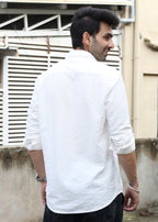 Self-Design Full-Sleeve Shirt - White - Snipes