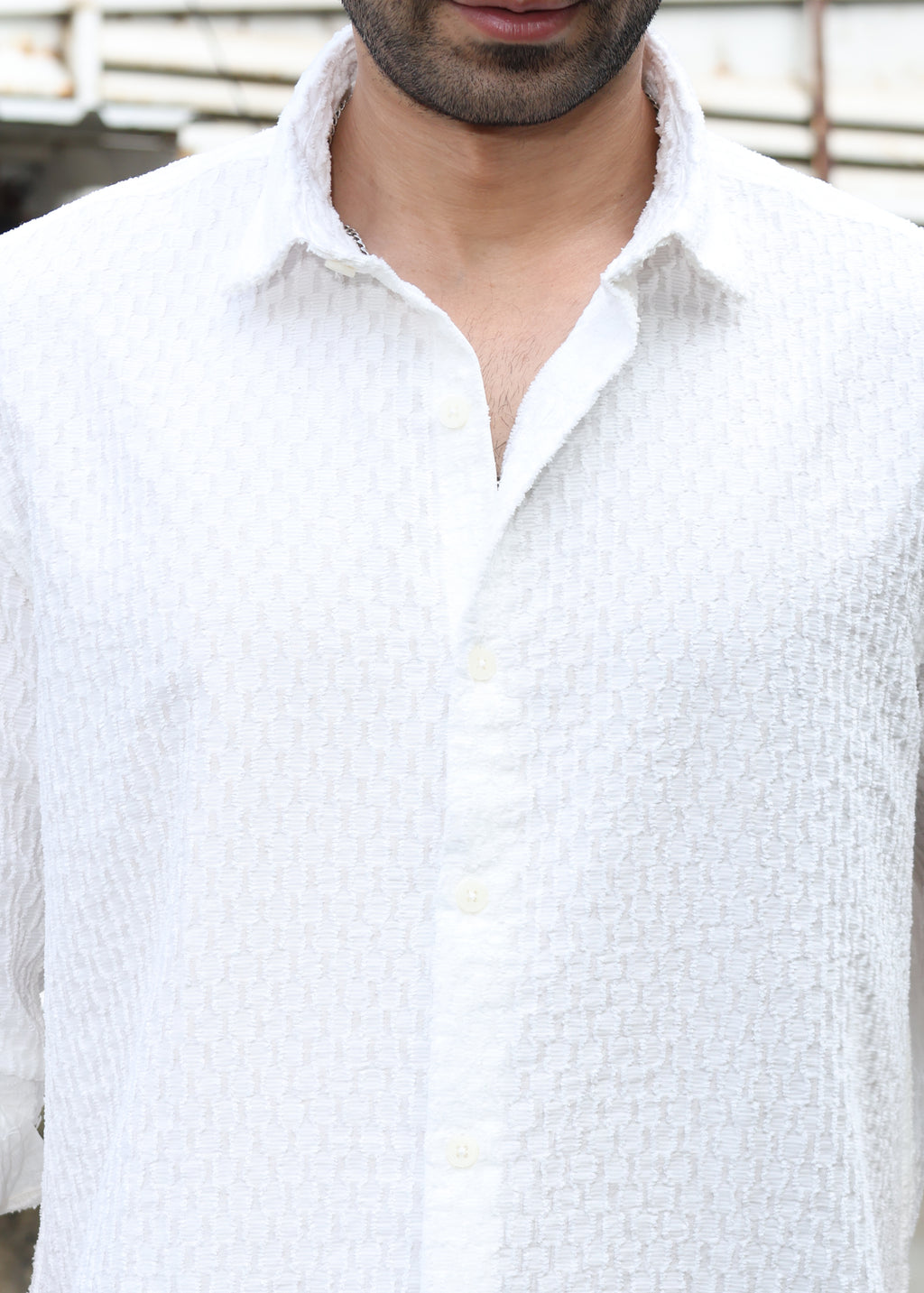 Self-Design Full-Sleeve Shirt - White - Snipes