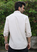 Self-Design Full-Sleeve Shirt -  Beige - Snipes