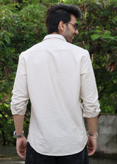 Self-Design Full-Sleeve Shirt -  Beige
