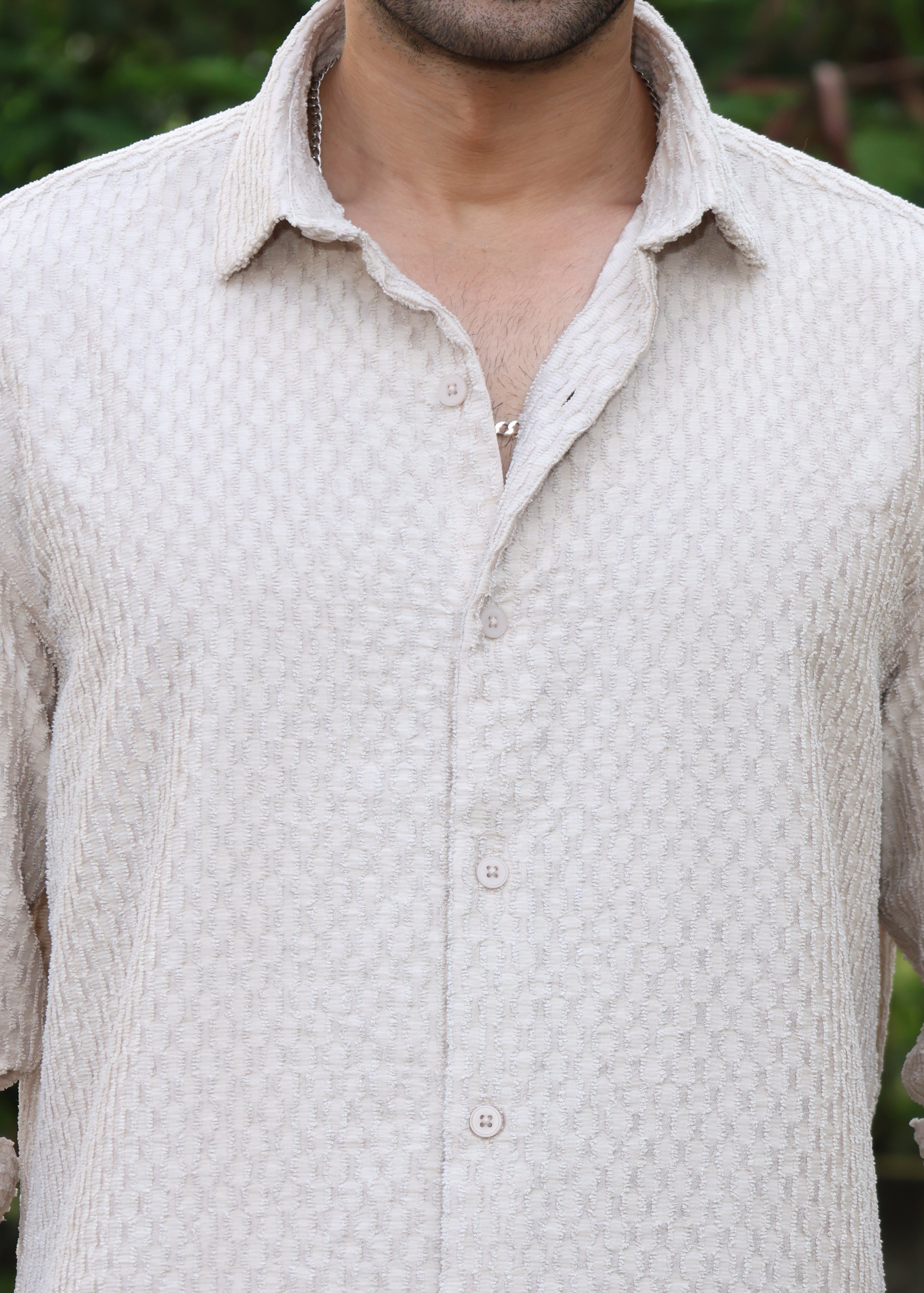 Self-Design Full-Sleeve Shirt -  Beige Secondary image