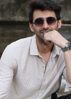 Self-Design Full-Sleeve Shirt -  Beige - Snipes