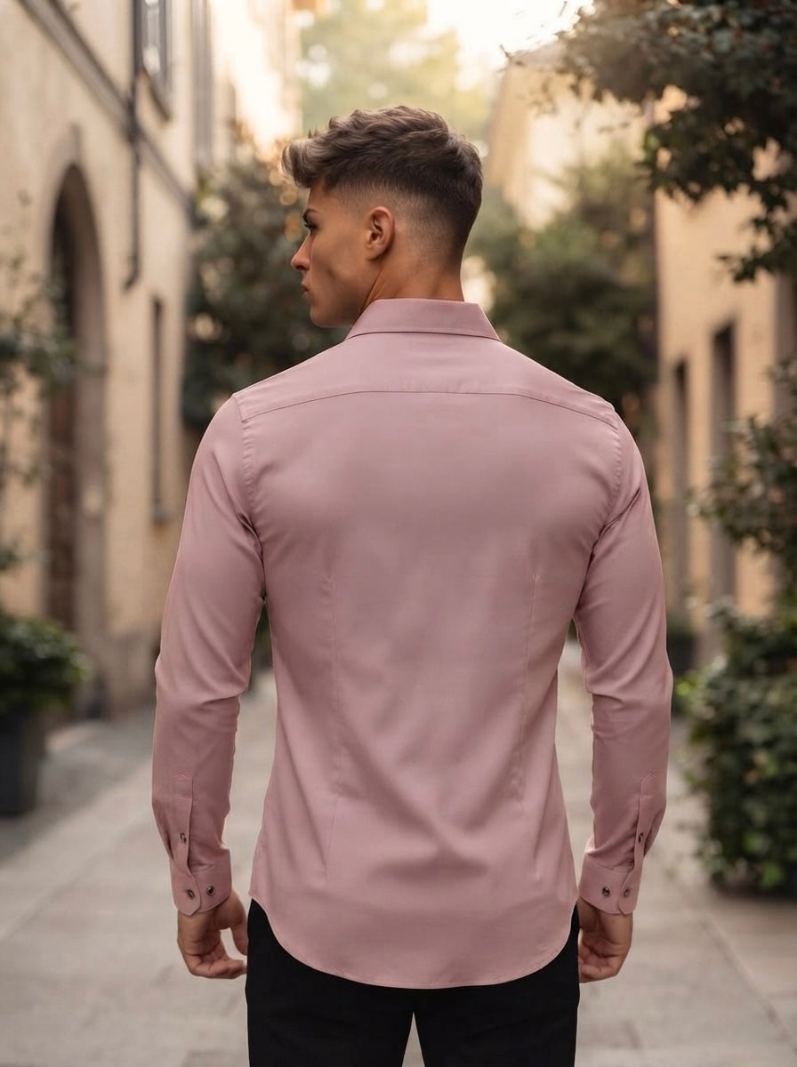 Snipes Lachka fabric shirt displayed on a hanger, featuring a casual design with a button-up front and long sleeves.