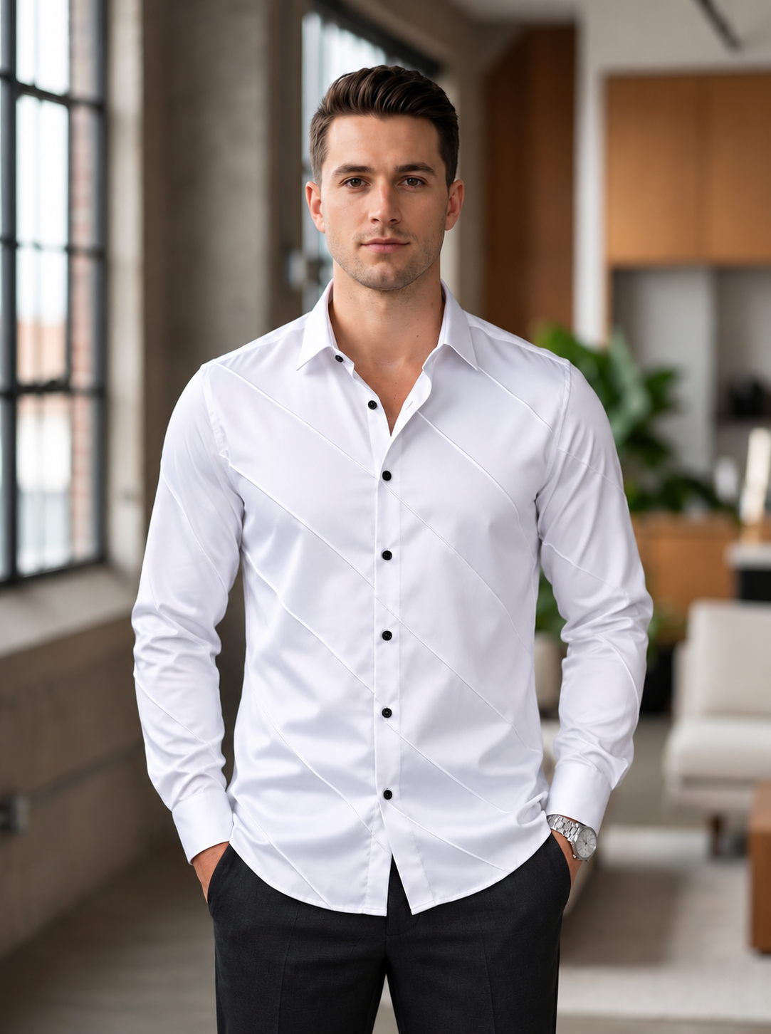 Men's Cross Stripes Club Wear Shirt