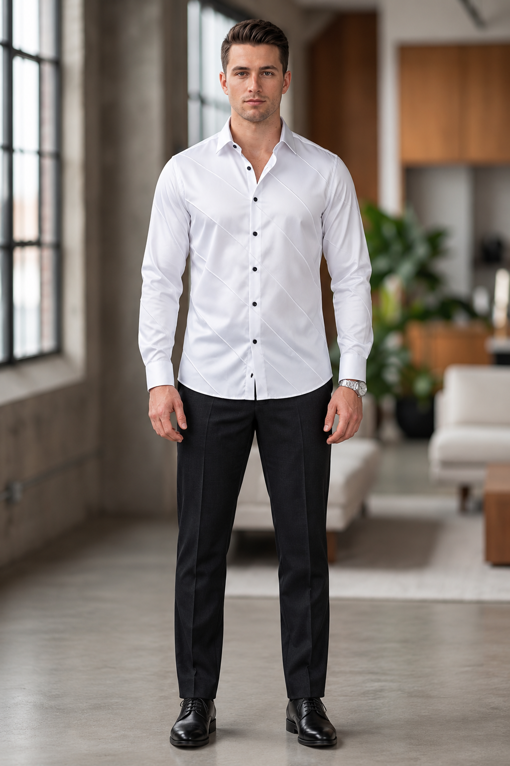 Men's Cross Stripes Club Wear Shirt