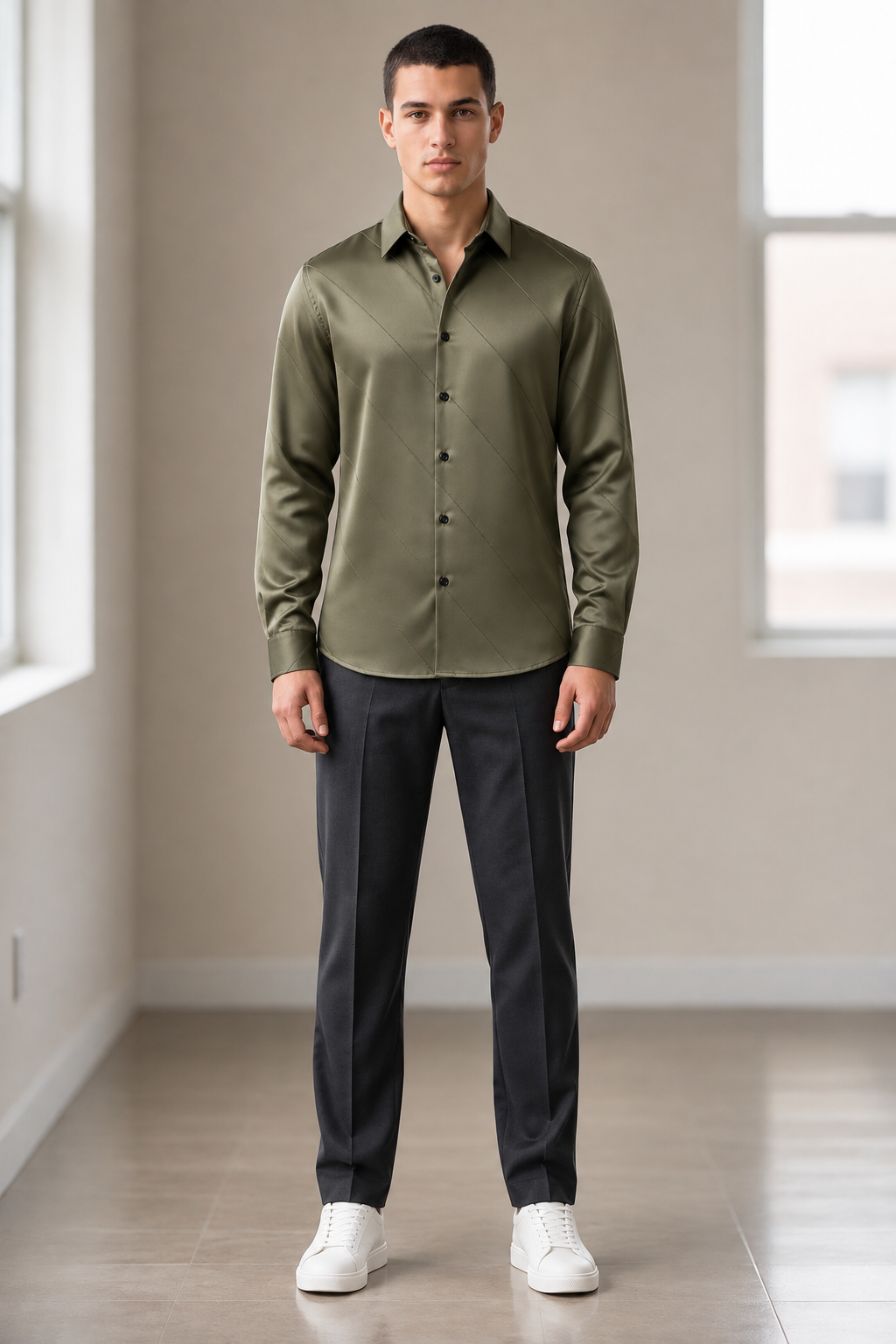 Men's Cross Stripes Club Wear Shirt