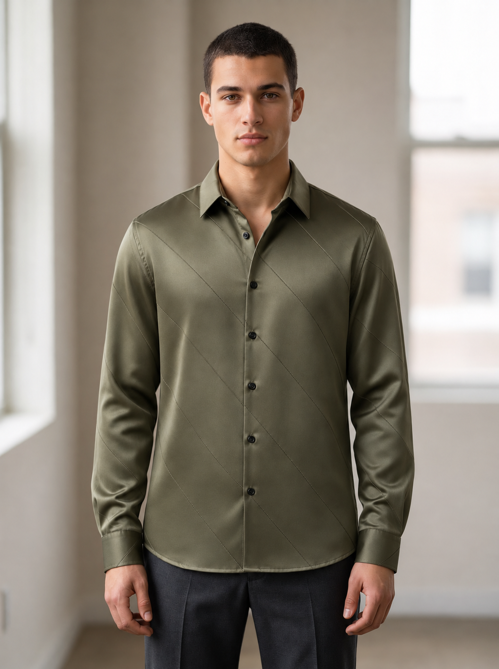 Men's Cross Stripes Club Wear Shirt