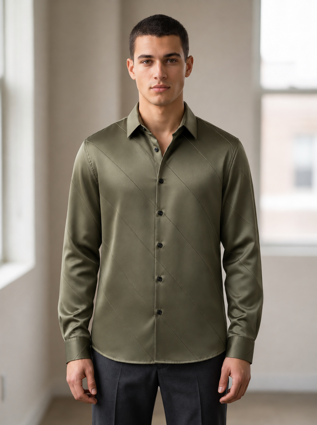 Men's Cross Stripes Club Wear Shirt