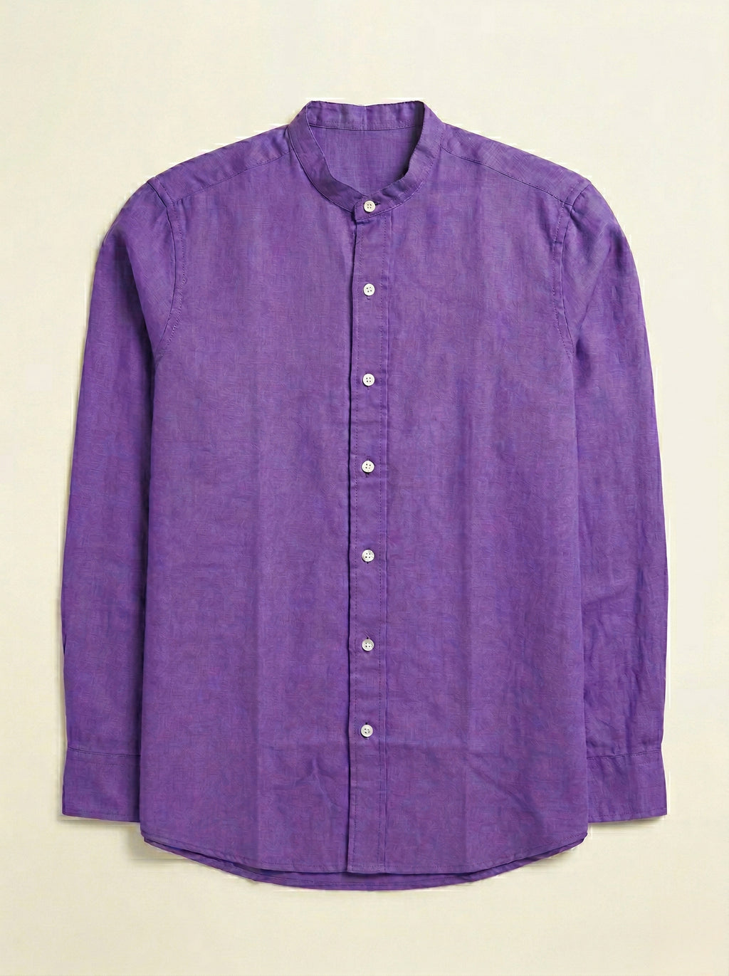 Linen Mandarin collar shirt by Snipes featuring a relaxed fit and natural fabric texture, shown in a close-up view.