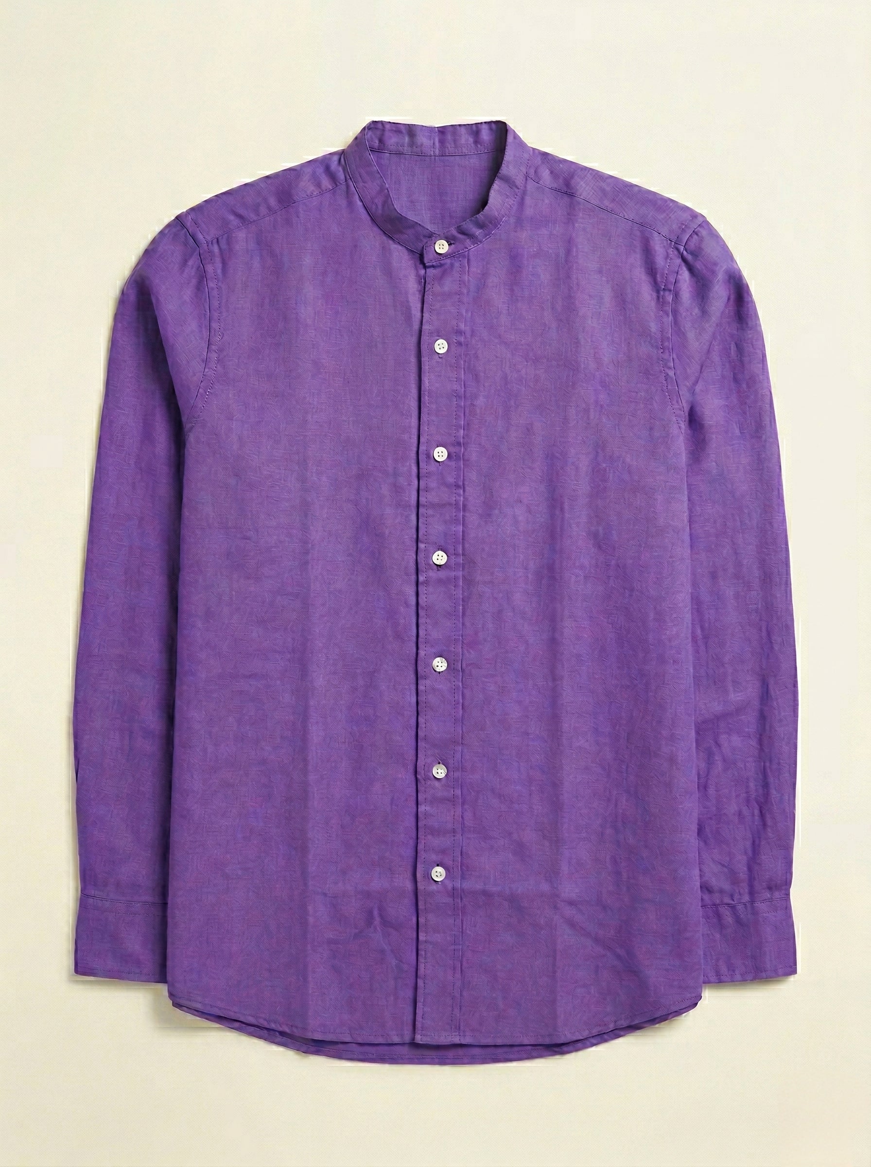 Linen Mandarin collar shirt by Snipes featuring a relaxed fit and natural fabric texture, shown in a close-up view.