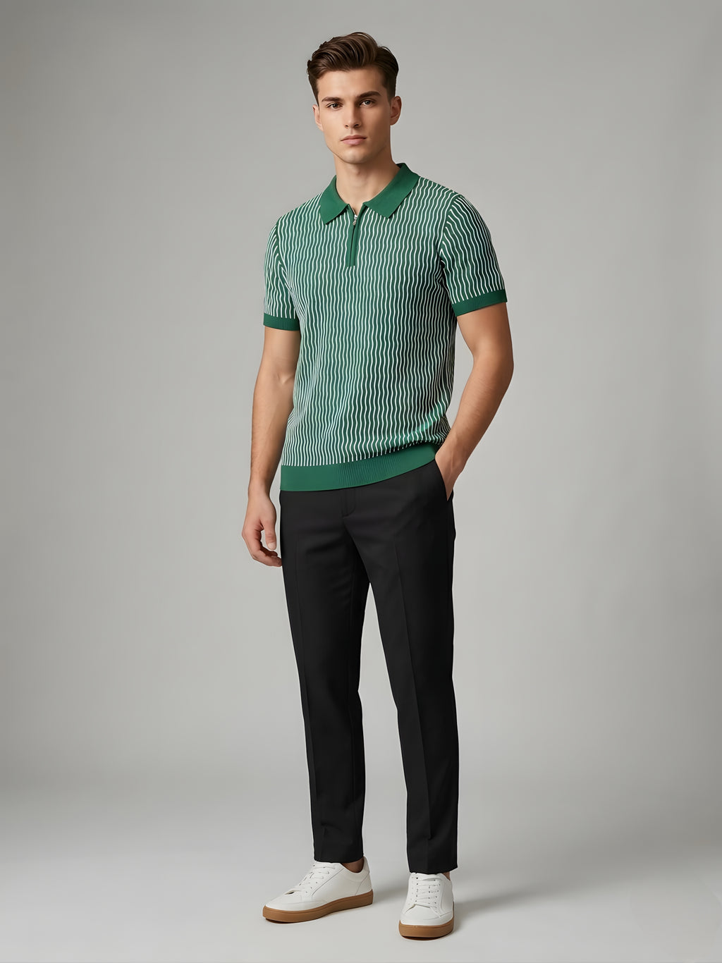Snipes striped polo T-shirt featuring a classic collar, short sleeves, and bold horizontal stripe pattern on soft fabric.
