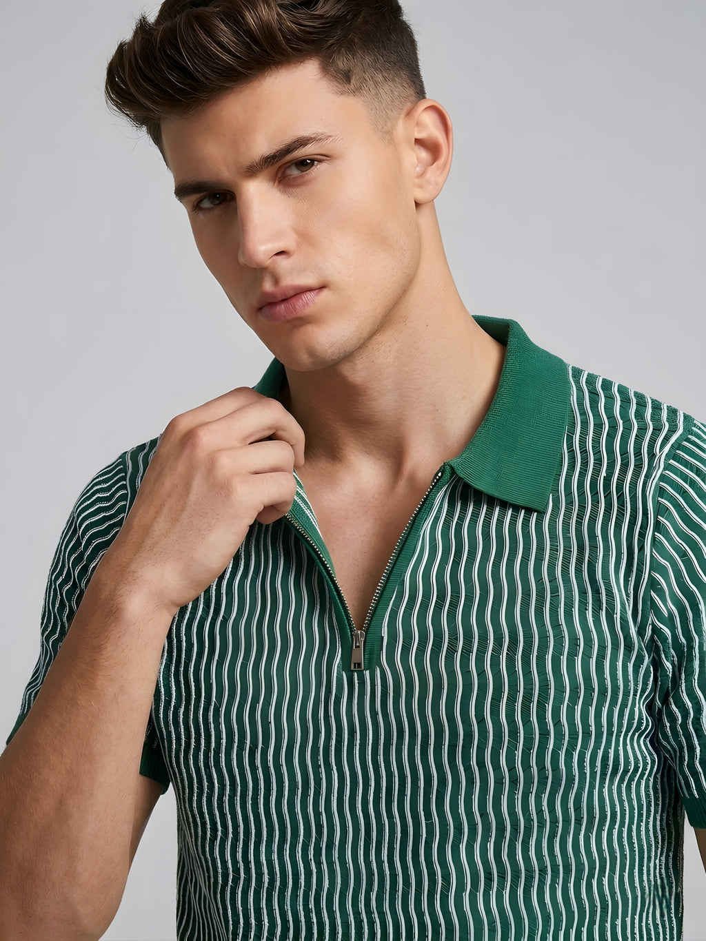 Snipes stripes polo T-shirt with a classic collar and short sleeves, featuring bold horizontal stripe patterns.