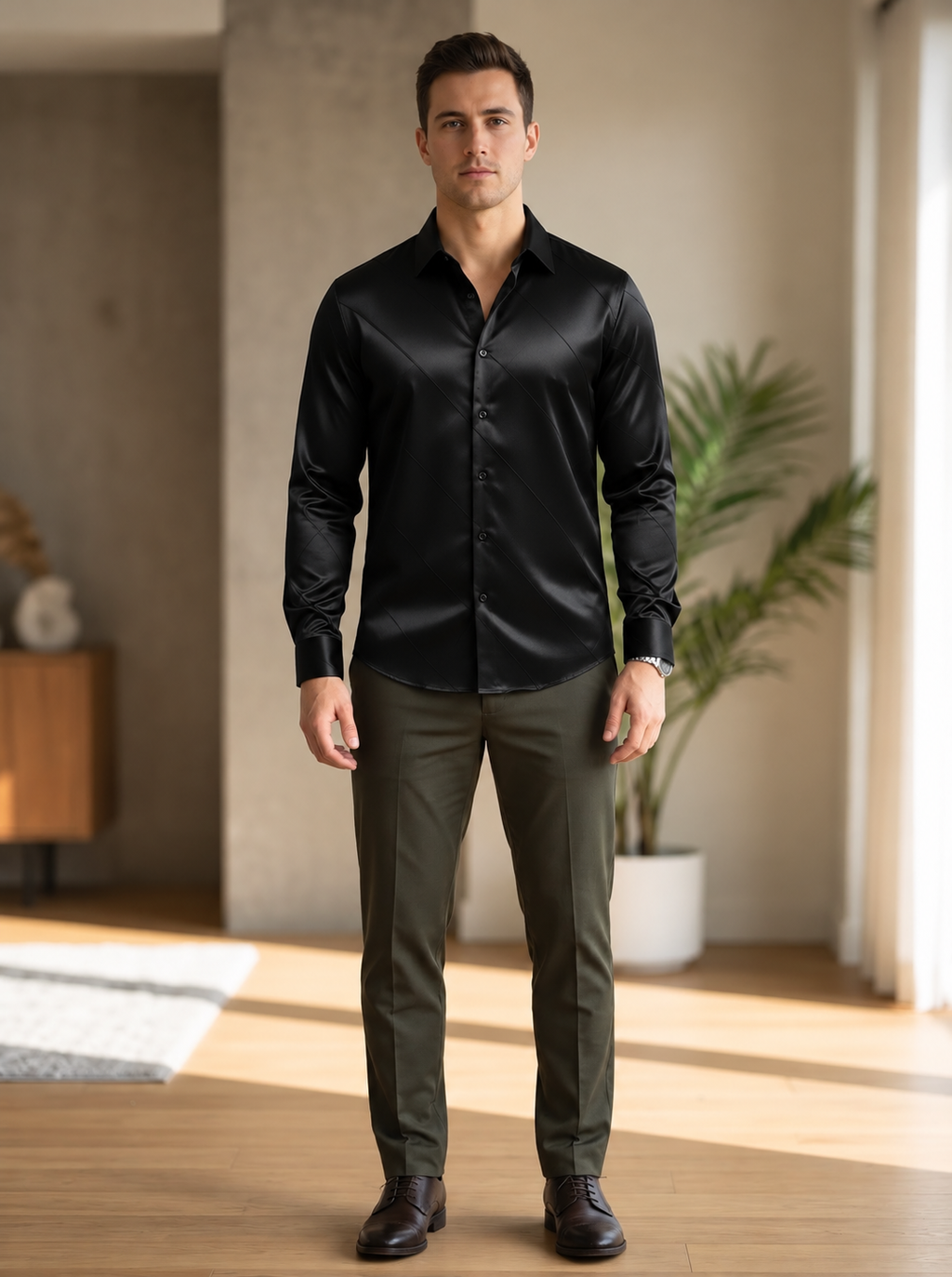 Men's Cross Stripes Club Wear Shirt
