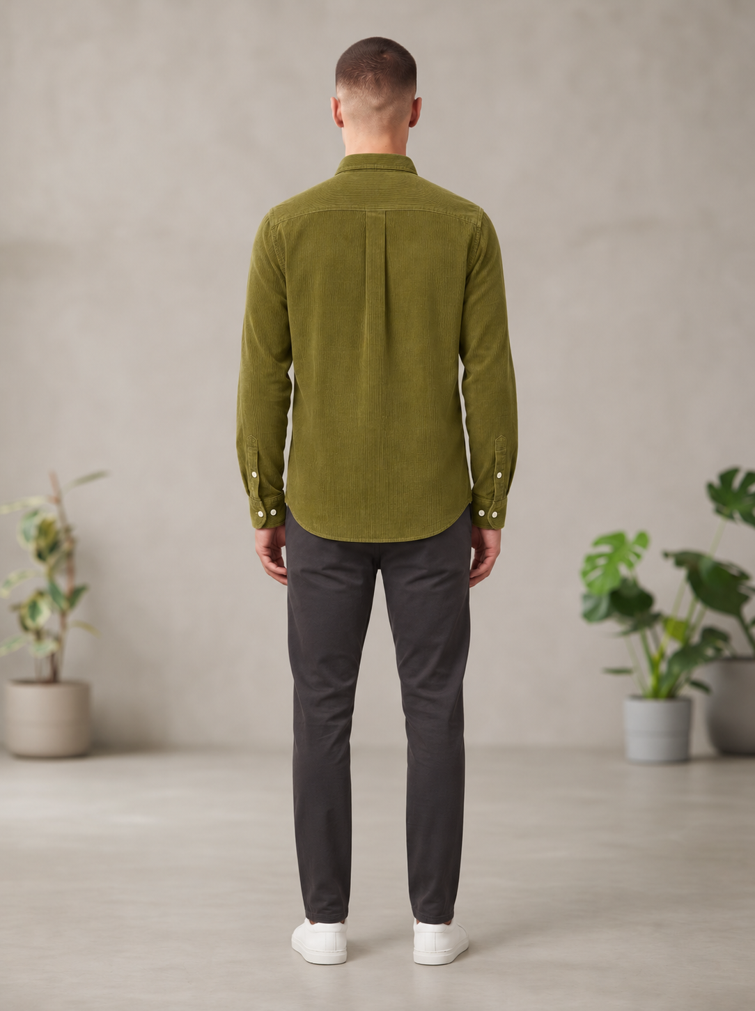 Men’s Corduroy Shirt with Button-Down Collar - Snipes