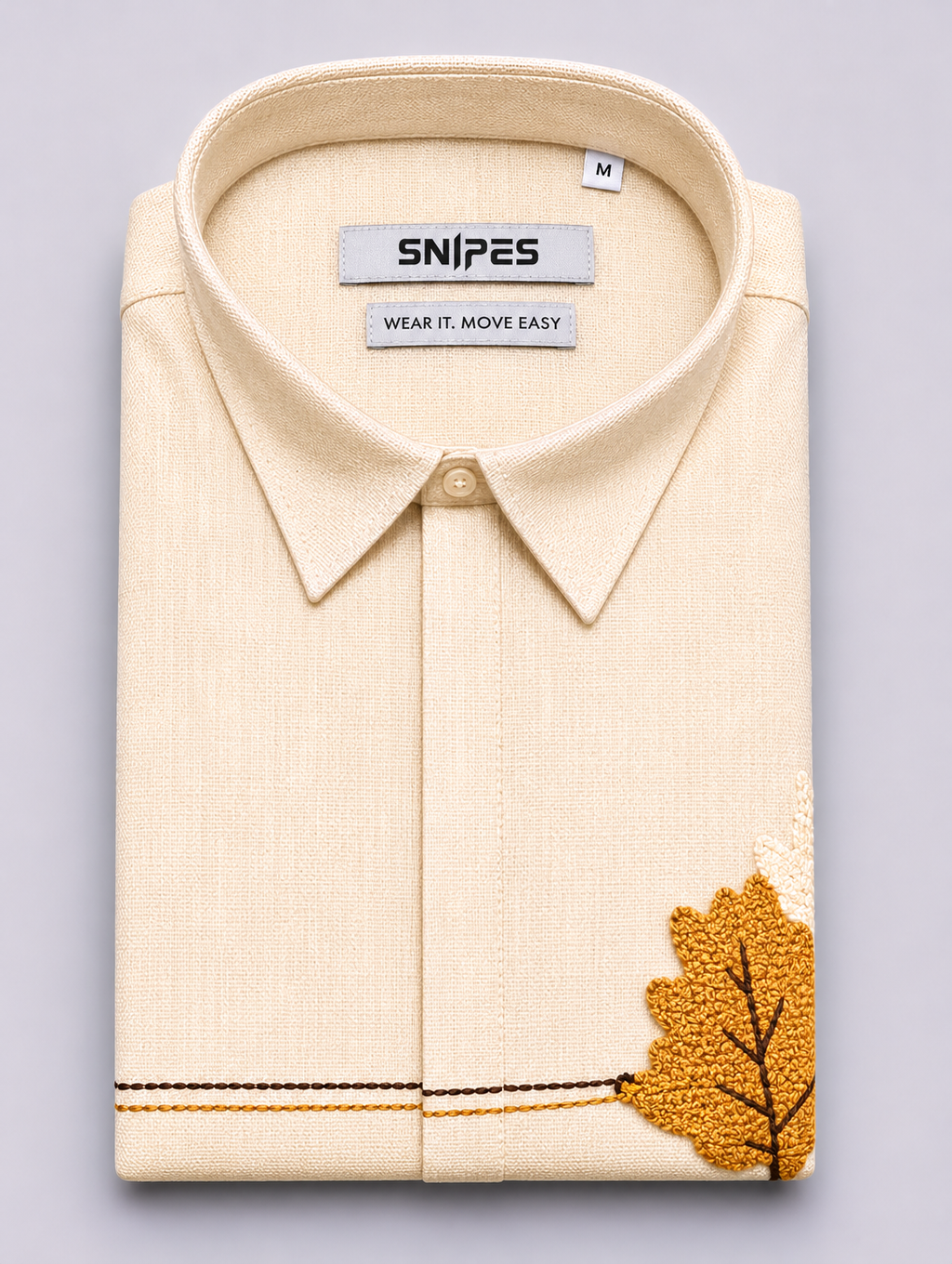 Snipes men's beige boxy fit shirt with embroidered logo detail