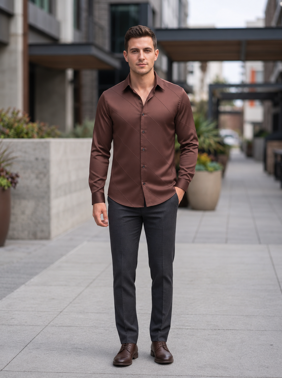 Men's Cross Stripes Club Wear Shirt
