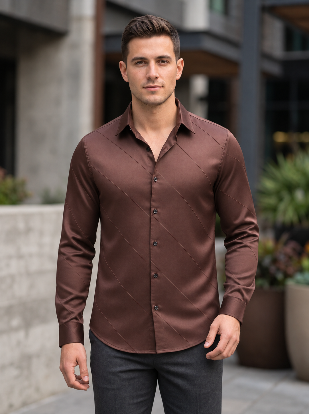 Men's Cross Stripes Club Wear Shirt