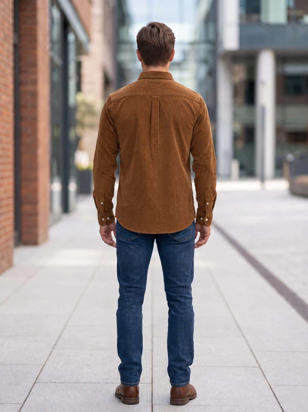 Men’s Corduroy Shirt with Button-Down Collar - Snipes