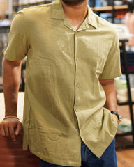 Cuban Collar Shirt - Olive