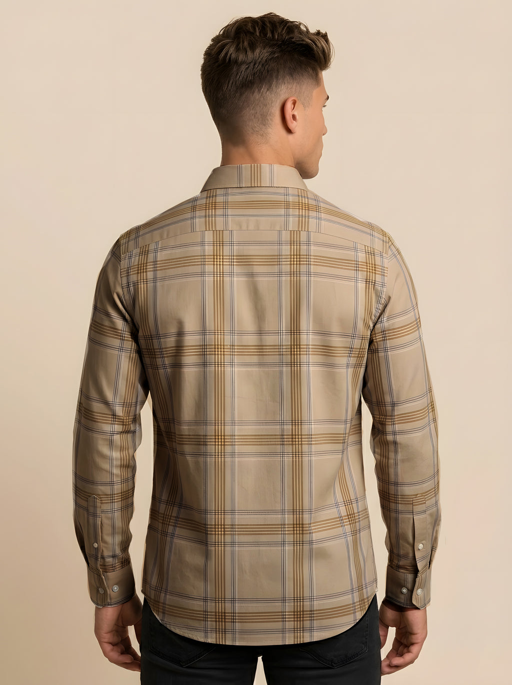 Snipes checked shirt displayed from the back, featuring a classic plaid pattern and button-up design.