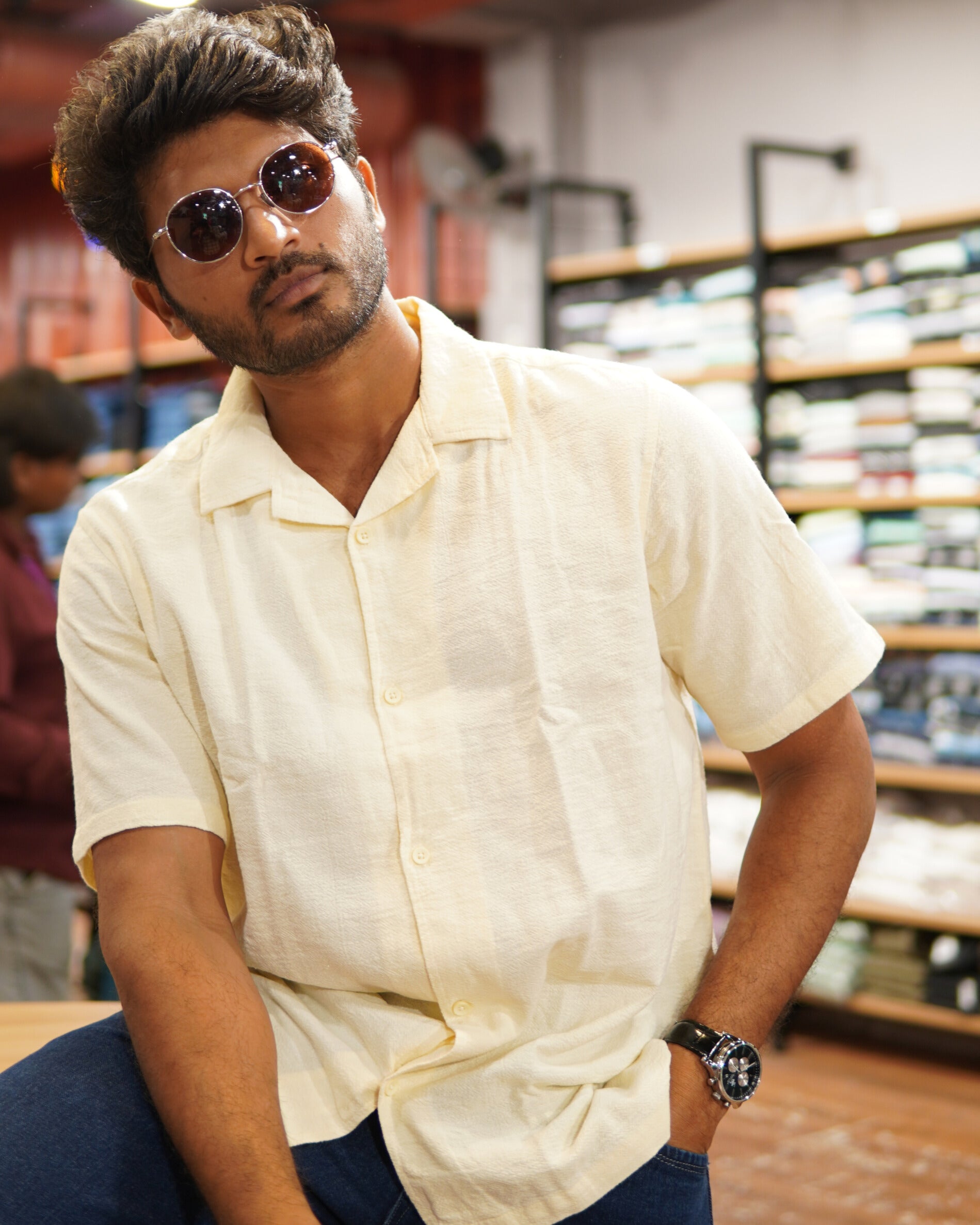 Cuban Collar Shirt - Cream - Snipes