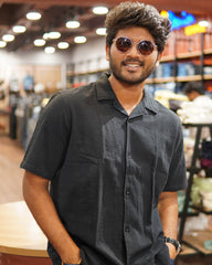 Cuban Collar Shirt - Black